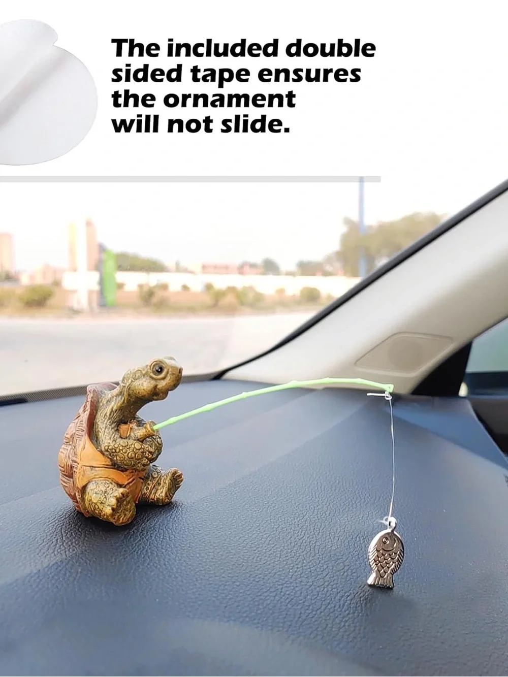 Turtle Figurine with Fishing Rod - Decorative Reptile Accent in Green and Brown